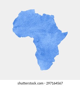 Africa. Hand drawn watercolor blue map