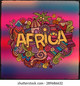 Africa hand lettering and doodles elements background. Vector illustration