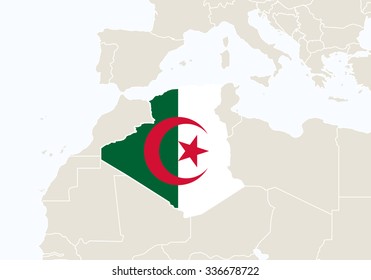 Africa with highlighted Algeria map. Vector Illustration.
