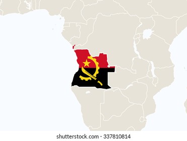 Africa with highlighted Angola map. Vector Illustration.
