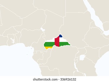 Africa with highlighted Central African Republic map. Vector Illustration.
