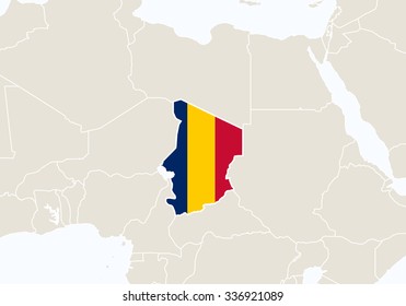 Africa with highlighted Chad map. Vector Illustration.
