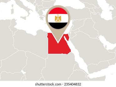 África destacada con mapa y bandera de Egipto