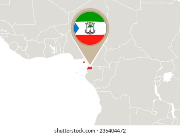 Africa with highlighted Equatorial Guinea map and flag