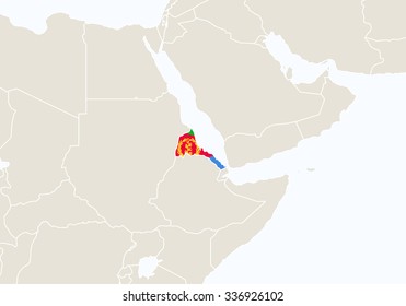 Africa with highlighted Eritrea map. Vector Illustration.
