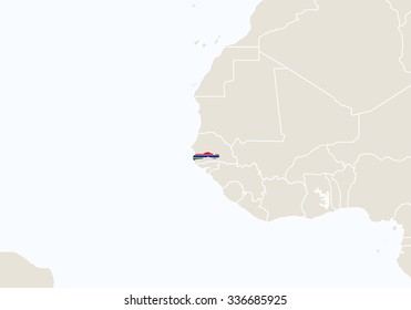 Africa with highlighted Gambia map. Vector Illustration.
