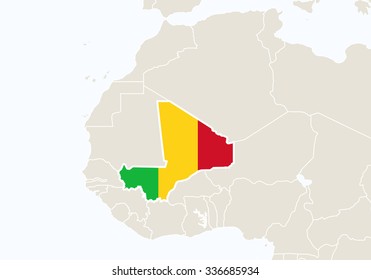 Africa with highlighted Mali map. Vector Illustration.
