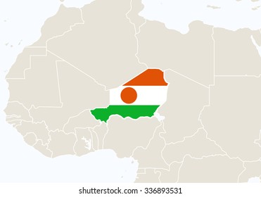 Africa with highlighted Niger map. Vector Illustration.
