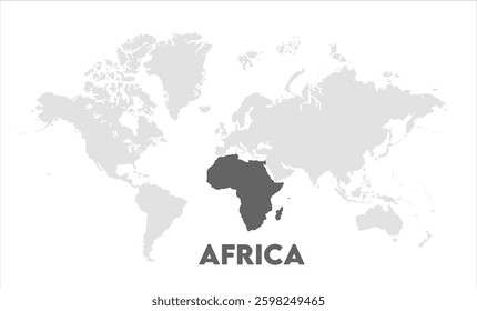 Africa highlighted on world map -09, Map of Africa, highlighted on the world map, Africa on the world map, Satellite view, Africa's location on the globe.