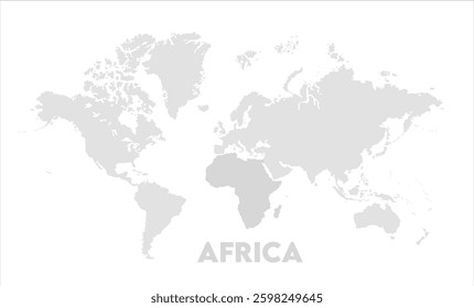 Africa highlighted on world map -14, Map of Africa, highlighted on the world map, Africa on the world map, Satellite view, Africa's location on the globe.