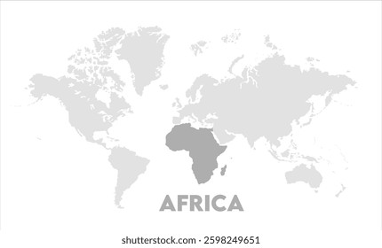 Africa highlighted on world map -12, Map of Africa, highlighted on the world map, Africa on the world map, Satellite view, Africa's location on the globe.