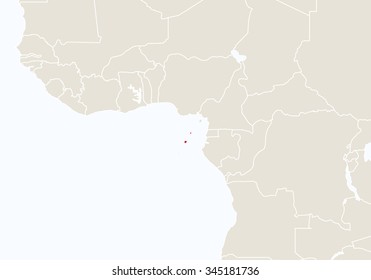 Africa with highlighted Sao Tome and Principe map. Vector Illustration.
