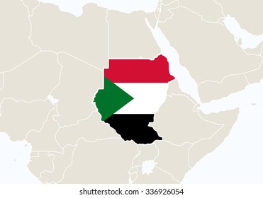 Africa with highlighted Sudan map. Vector Illustration.
