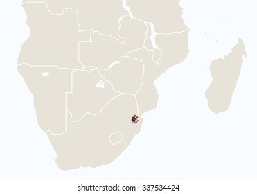 Africa with highlighted Swaziland map. Vector Illustration.

