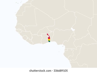 Africa with highlighted Togo map. Vector Illustration.
