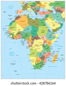 Africa - Highly detailed editable political map with separated layers.