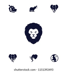 Africa icon. collection of 7 africa filled icons such as lion, hippopotamus, elephant. editable africa icons for web and mobile.