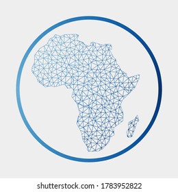 Africa icon. Network map of the continent. Round Africa sign with gradient ring. Technology, internet, network, telecommunication concept. Vector illustration.