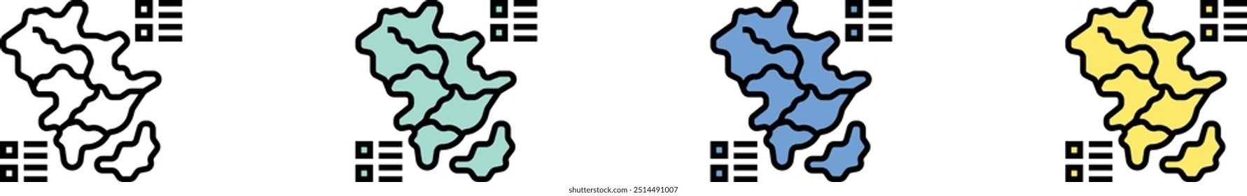 africa icon. Outline, Green, Blue and Yellow Style Design Isolated On White Background