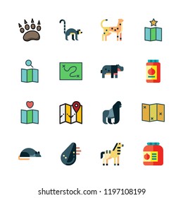 africa icon set. vector set about gorilla, cheetah, animals and map icons set.