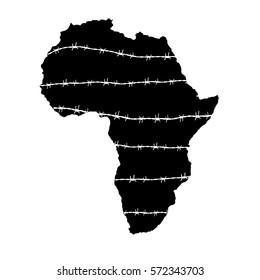 africa icon web. prison draw. barbed wire white