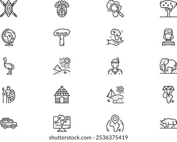 Africa icons collection is a vector illustration with editable stroke.