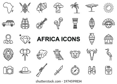 Africa Icons - Editable stroke svg