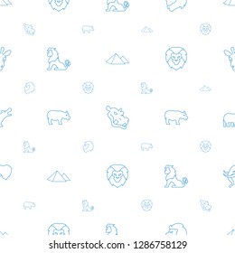 africa icons pattern seamless white background. Included editable line pyramid, hippopotamus, lion, elephant, giraffe icons. africa icons for web and mobile.