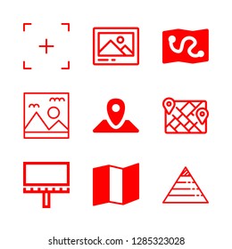 africa icons set with image, big square target and map vector set
