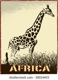 Africa image with giraffe silhouette