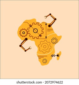 Africa Industrialization Day. Flat design with technology and industrial concept. Vector Logo and icons can be used for national day or any other events.