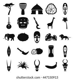 Africa jungle ethnic culture travel icon set on background