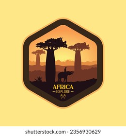 Africa landmark badge vector illustration.
