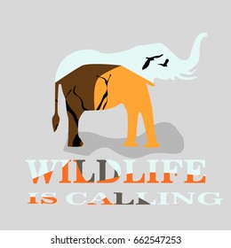 Africa landscape inside of an animal vector illustration