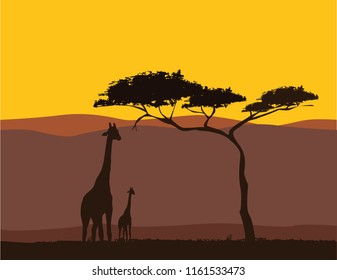 Africa Landscape Silhouette