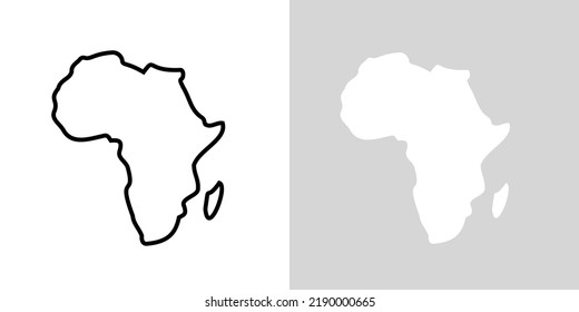 Africa line map vector icon. African outline continent art flat contour isolated African shape map