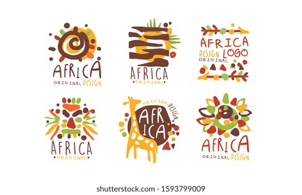 Africa Logo and Label Original Design Vector Set