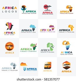 Africa logo. Africa map. logo template. Travel ,Safari Paints, Finance elements and icons.