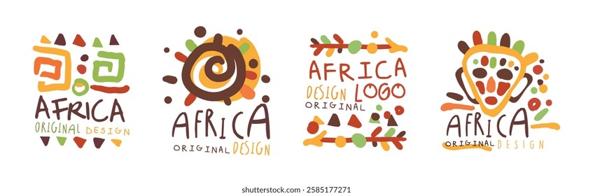 Africa Logo Original Design with Hand Drawn Element Vector Set