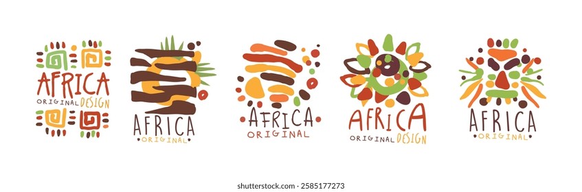 Africa Logo Original Design with Hand Drawn Element Vector Set