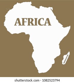 An Africa and Madagascar map with text and shadow isolated on a brown background