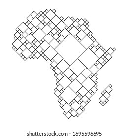 Africa mainland map from black pattern from a grid of squares of different sizes . Vector illustration.