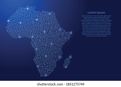 Mapa de África continental a partir del patrón azul de la cuadrícula de las estrellas del laberinto. Ilustración vectorial.