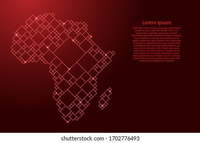 Africa mainland map from red pattern from a grid of squares of different sizes . Vector illustration.