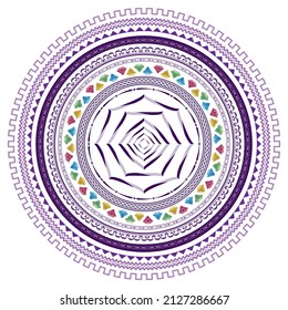 Africa Mandala Circular Pattern In Solid And Outline Form. Polynesia Pattern For Coloring Books, Decoration, Ornament, Tattoo, Home Decor, Tapestries. Aztec Pattern For Tapestry Home Decoration.