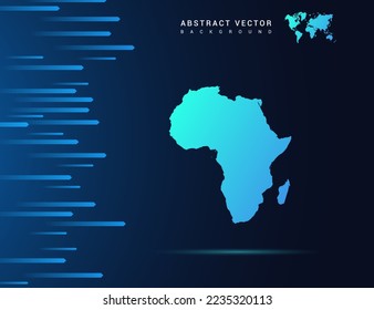 Africa map with abstract blue background technology.
