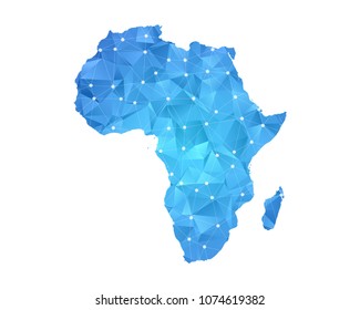 Africa Map - Abstract geometric rumpled triangular low poly style gradient graphic on white background , line dots polygonal design for your . Vector illustration eps 10