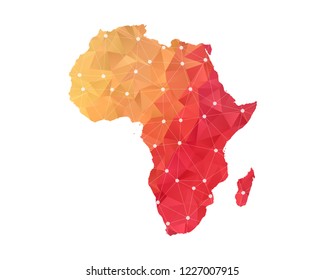 Africa Map - Abstract geometric rumpled triangular low poly style gradient graphic on white background , line dots polygonal design for your . Vector illustration eps 10.