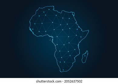 africa map ,Abstract mash line and point scales on dark background for your web site design map logo, app, ui,Travel. Vector illustration eps 10.