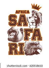 Africa map with animal faces. Vector illustration